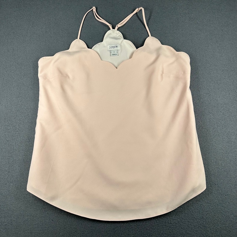 J.Crew Shell Tank Top Womens 4 Pink Scallop Cami Top Sleeveless Casual Blouse